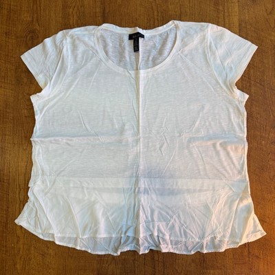Style&co Top Womens XL White Mixed Media Cotton Rayon Slub Knit Peplum Tee