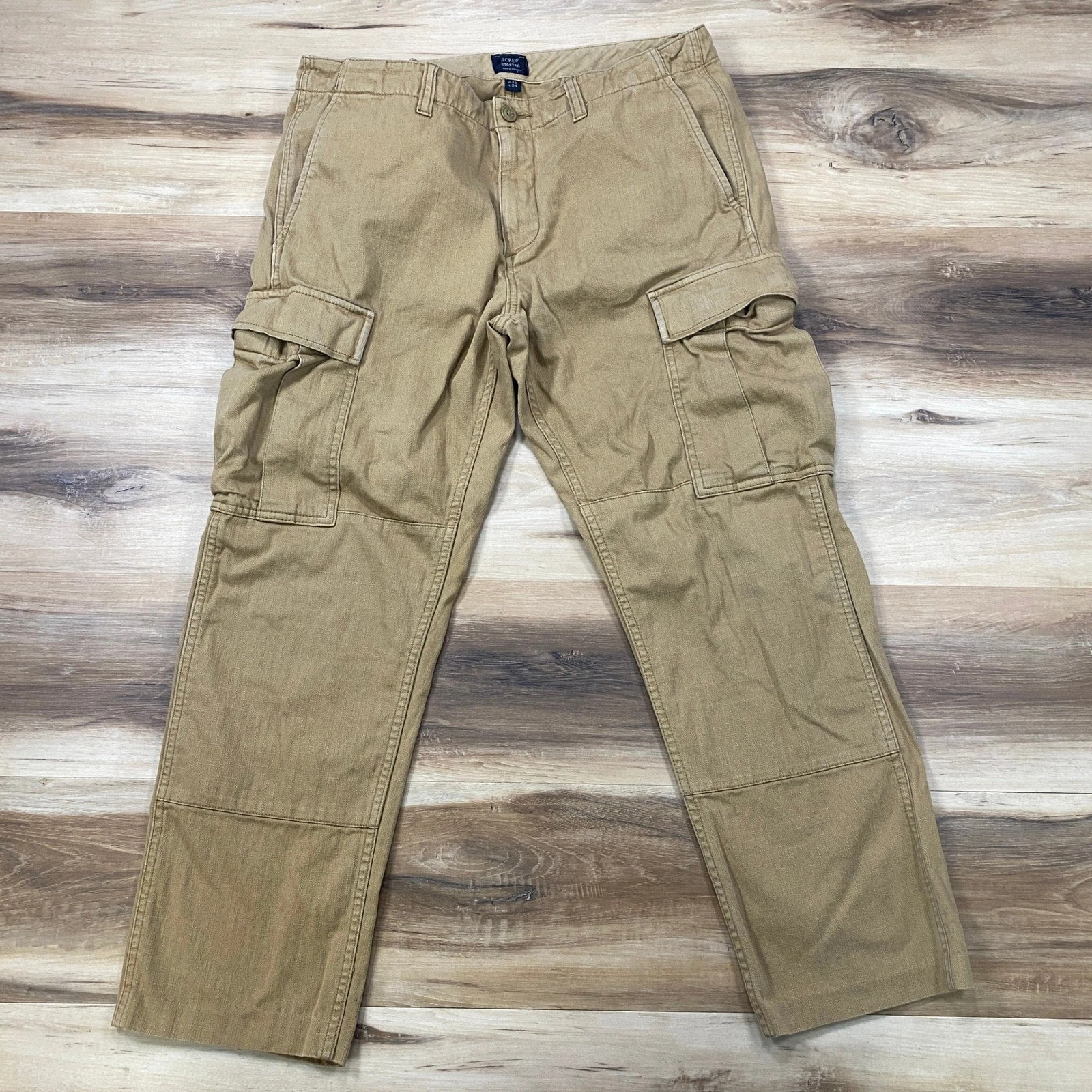 J.Crew Cargo Pants Mens 33x34 Workwear Cotton Stretch Straight Khaki Tan Outdoor
