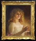 Handmade Old Master Art Antique Oil Painting women girl on canvas 20