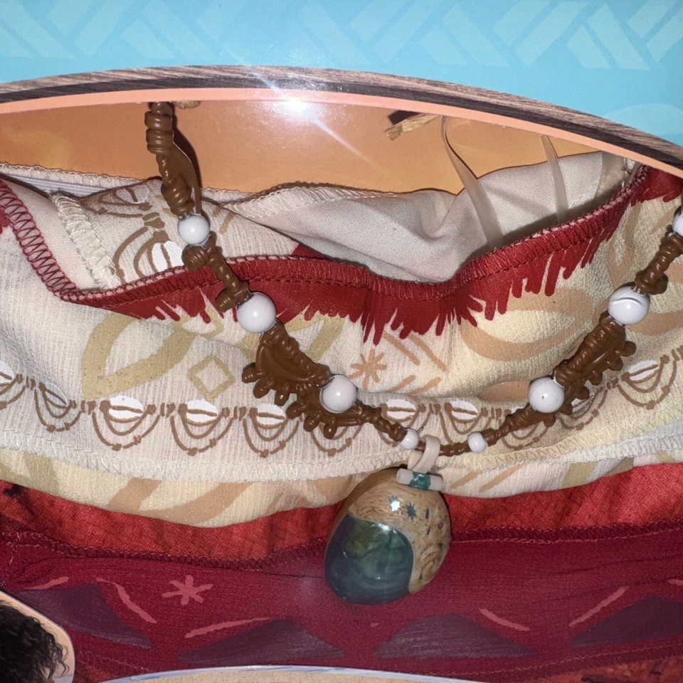 DISNEY Moana Disfraz XS Princesa Vestido Falda con Collar Niña Halloween 3-4T NUEVO Foto 3 de 4