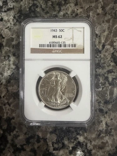 1943 Walking Liberty Half Dollar CERTIFIED NGC MS 62 Silver 50c