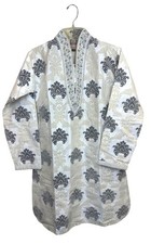 Vtg Satellite Ethnic Tunic Kurta Sz 12 Beaded Embroidered Brocade Boho Artisan