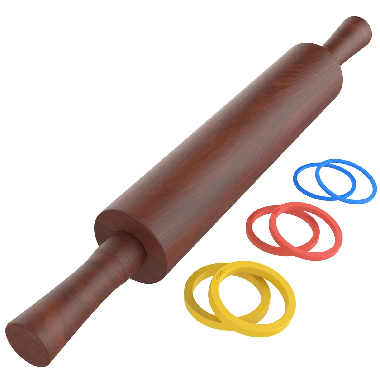 Classic Wooden Rolling Pin with Handle for Fondant, Pizza, Pies, Cookies, Pas...