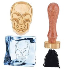 Ice Stamp Ice Cube Stamp Ice Branding Stamp with Removable Brass Head Skull