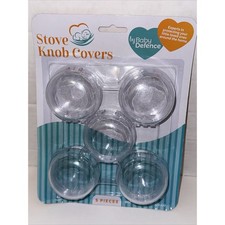Baby Defence Stove Knob Covers 5 Piece Set Clear Child Safety Kitchen Guard New
