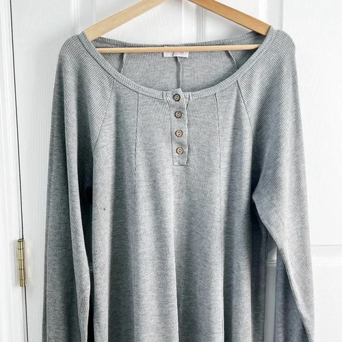 Tunica Henley rosa giglio waffle maglia manica lunga grigio taglia XL - Foto 2 di 6