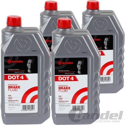 4x 1L BREMBO DOT 4 BREMSFLÜSSIGKEIT AUTO MOTORRAD L04010