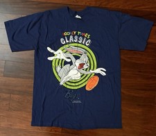Vtg 90s 1994 Looney Tunes Bugs Bunny Basketball Blue T Shirt Sz Med USA Made