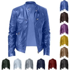 Men's leather jacket with stand up collar punk PU motorcycle leather jacket