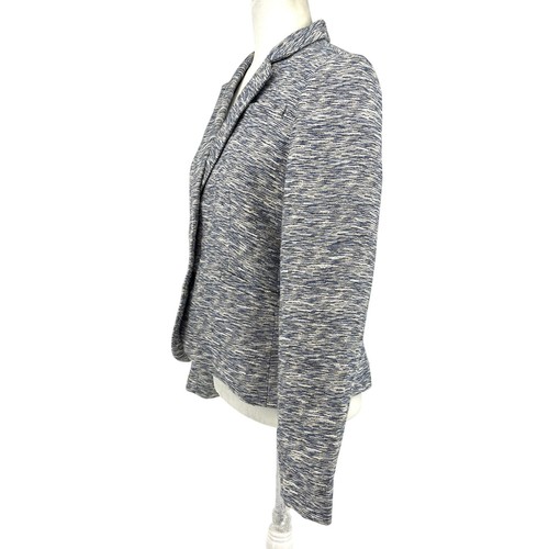 Calvin Klein Women's 8 Blue Textured Short Single Breasted Lined Blazer Jacket - Picture 2 of 6