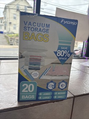 Fygrip Vacuum Storage Bags with Hand Pump, Plastic Packaging Bags, 80% Space Sav