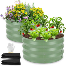 Set Di Aiuole Da Giardino Rotonde Rialzate in Metallo, Confezione Da 2 Pezzi, Co
