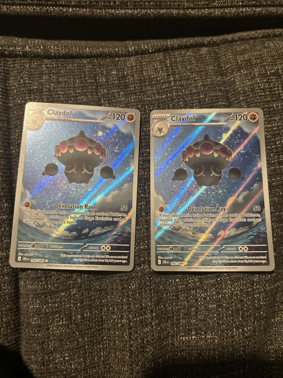2x Pokémon Chaos Rising  Full Art Holo Illustration Rare Claydol 092/086 NM