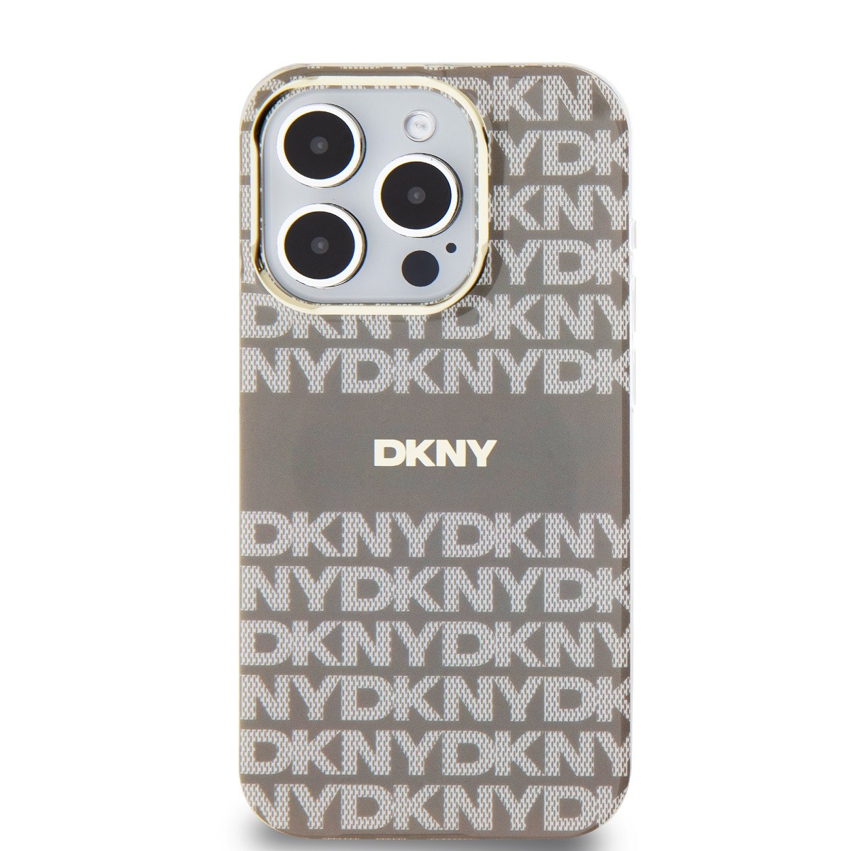 Protection iPhone 14 Pro Max DKNY coque TPU souple beige au design haute couture chic