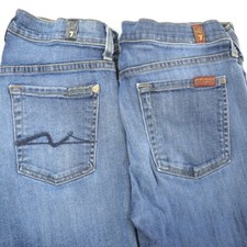 7 For All Mankind 7FAM The Skinny Medium Wash Stretch Jeans 2 Pairs Womens 27