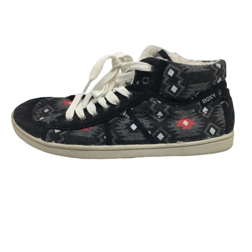 Roxy Gray Aztec High Tope Sneaker Shoes Faux Fur Women's Size 7.5 - Picture 1 of 5