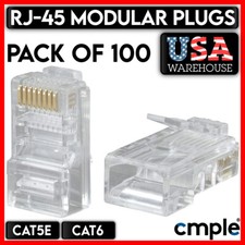 100pcs RJ45 Modular Plugs 8P8C Ethernet Cable Connector Cat5e Cat6 End Plug