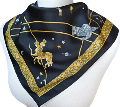 Astrologie Sternzeichen Halstuch Nickituch Damen Tuch schwarz grau gold 1218