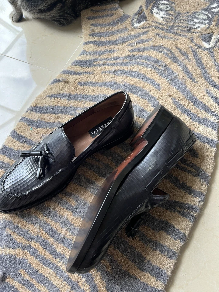 ZAPATOS DE VESTIR FRATELLI ROSSETTI MOCASINES BRERA DE CUERO NEGRO PARA HOMBRE TALLA 10 Foto 3 de 4