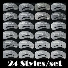 24 Styles Eyebrow Grooming Stencil Kit Template Makeup Shaping Shaper DIY Tool