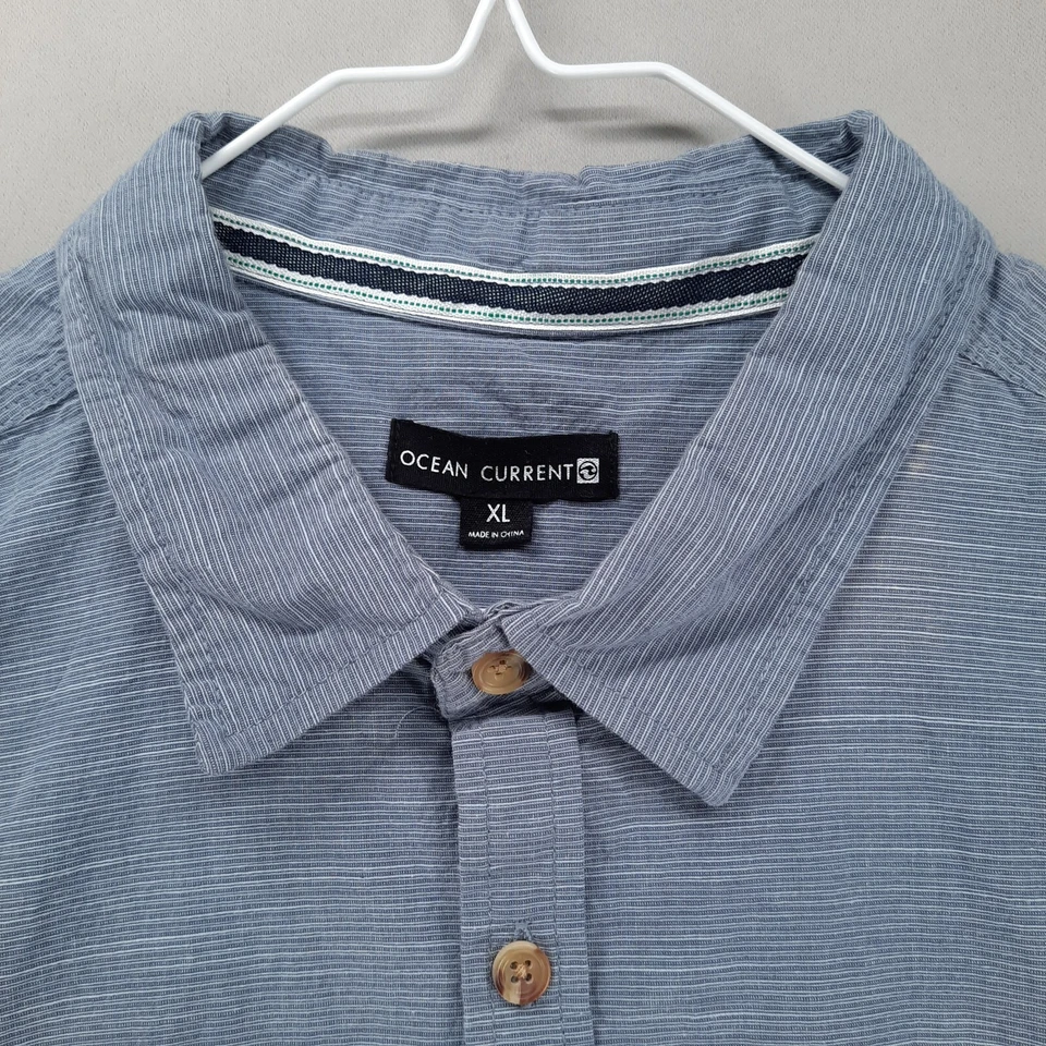 Ocean Current Shirt Mens XL Blue Stripe Long Sleeve Pocket Cotton Button Up - Image 2 of 4