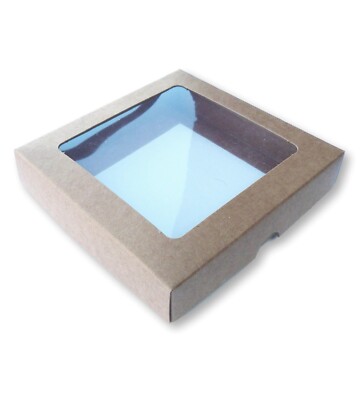 50 KRAFT 5 x 5 x 1 ZOLL BOX MIT FENSTERDECKEL, GESCHENKE, KLEIDUNGSSTÜCKE, KUCHEN ETC.