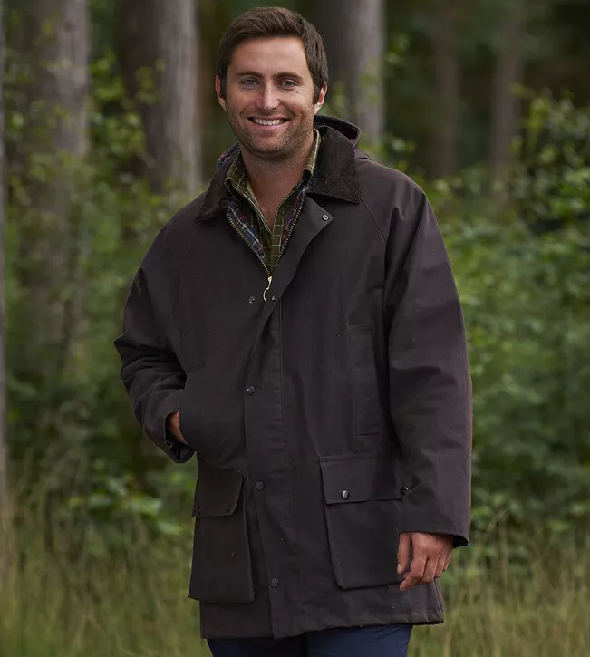 Mens Padded Wax Jacket British Waxed Coat Waxed Cotton Warm Country HOWICK  S-3XL