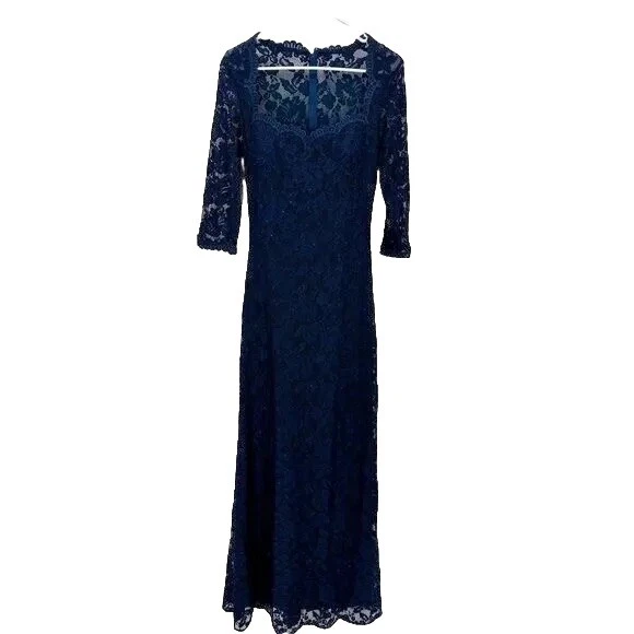 princess polly baby blue dress Navy Wallis Petite Lace Long Sleeve Fit & Flare Midi Dress main image 0