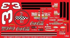  3 Dale Earnhardt Red Monte Carlo 1998 1/64th HO Scale Slot Car Waterslide Decal