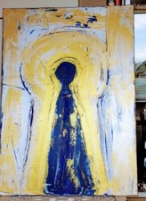 Ikone Abstrakt Kunst Gemälde Unikat  Selbstgemalt  70/50 Acry/Leinen