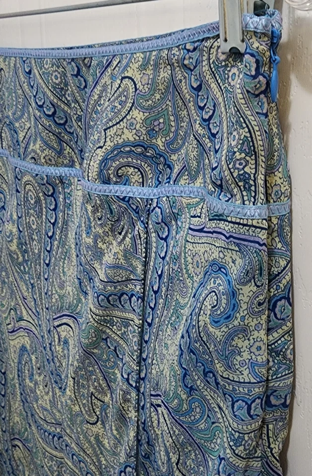 Falda De Colección The Limited Para Mujer Hasta la Rodilla 100% Seda Azul Paisley Y2K Hada Boho 4 Foto 4 de 4