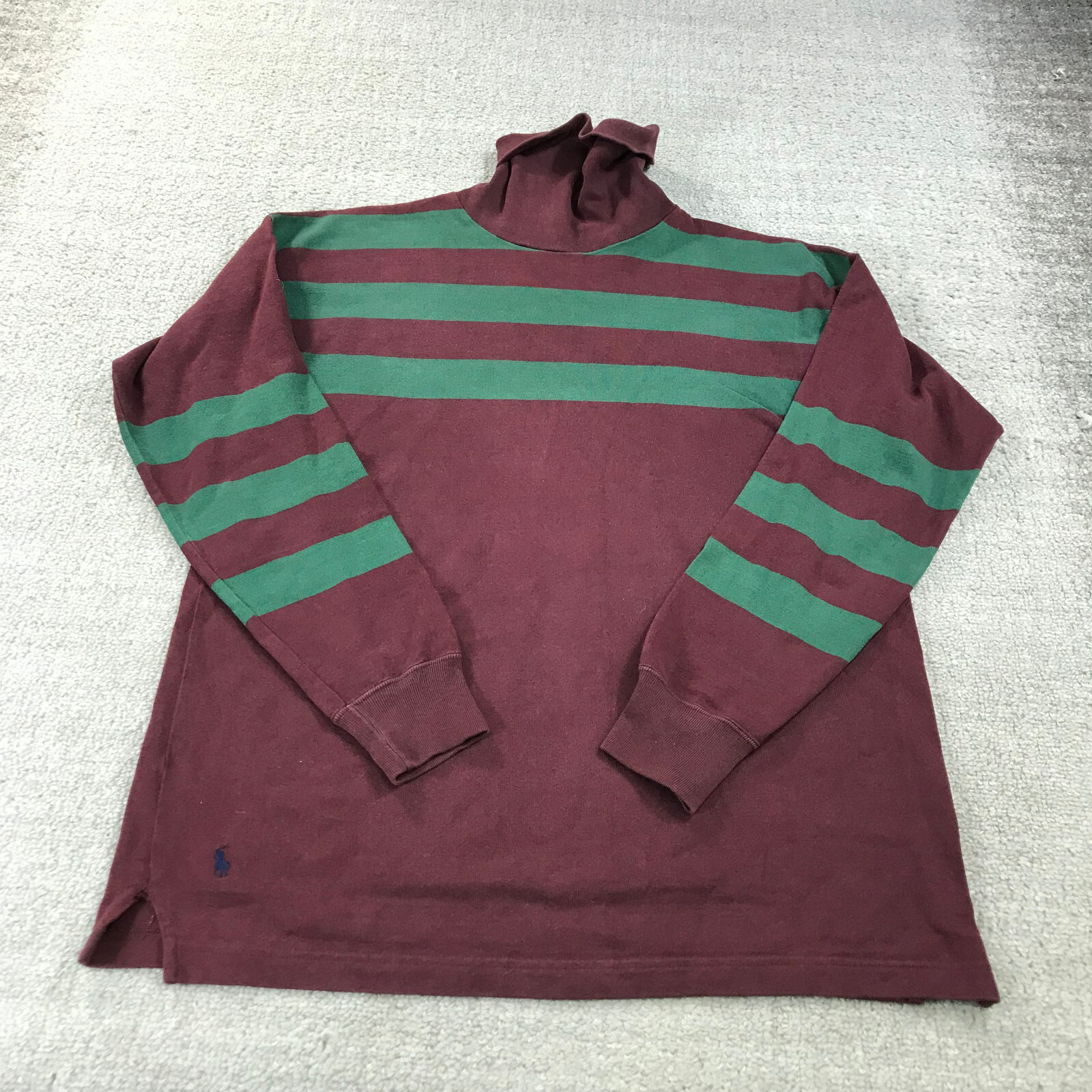PONY Maglione Polo Vintage Ralph Lauren Uomo Grande Rugby Righe Verde Vintage VINTAGE