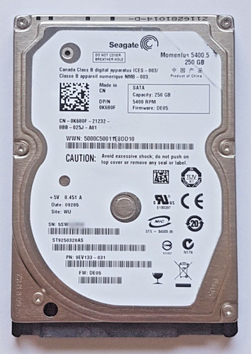 250 GB SATA Seagate Momentus 5400.5 ST9250320AS 8MB HDD 2.5" interne Festplatte