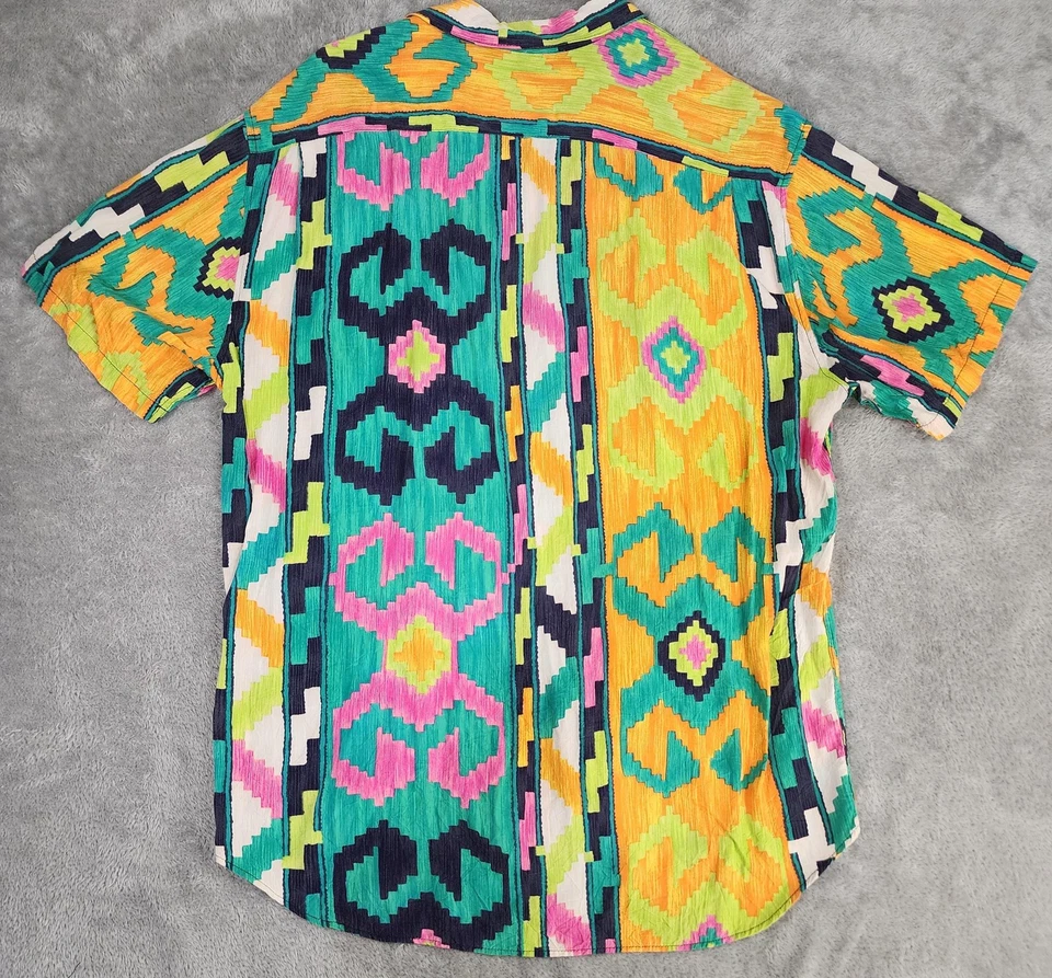 Jams World Shirt Mens Medium Surf Line Hawaii Crinkle Button Up 90s Vintage Top - Image 2 of 4