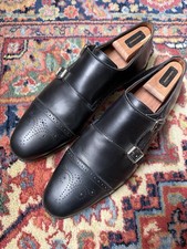Allen Edmonds Shoes Mens 11 D Black Leather St Johns Brogue Cap Monk Strap 2924
