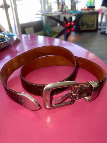 Vtg Barry Kieselstein Cord New York Vogt Sterling Silver 925 Genuine Lizard Belt - Picture 7 of 16