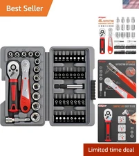 Compact 48-Piece Ratcheting Socket & Screwdriver Set with Quick-Release Feature