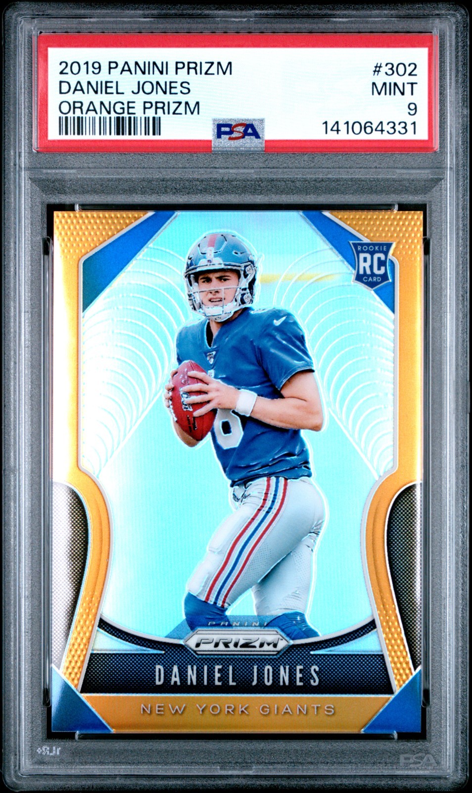 2019 Panini Prizm Daniel Jones #302 RC Orange Prizm /249 PSA 9