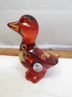 Fenton Art Glass Red Goose Hand Painted Gold Star Figurine Signed Bird Duck