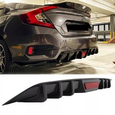Rear Bumper Diffuser Spoiler Splitter Lip W Led Light Kit For Honda Civic Sedan