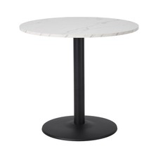 Round Tulip Dining Table White Marble Effect + Metal Base Kitchen Table 80cm