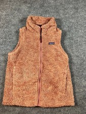 Patagonia Girl XL 14 Retro Pile Sherpa Fleece Vest Rust Zip-Up Warm Lined