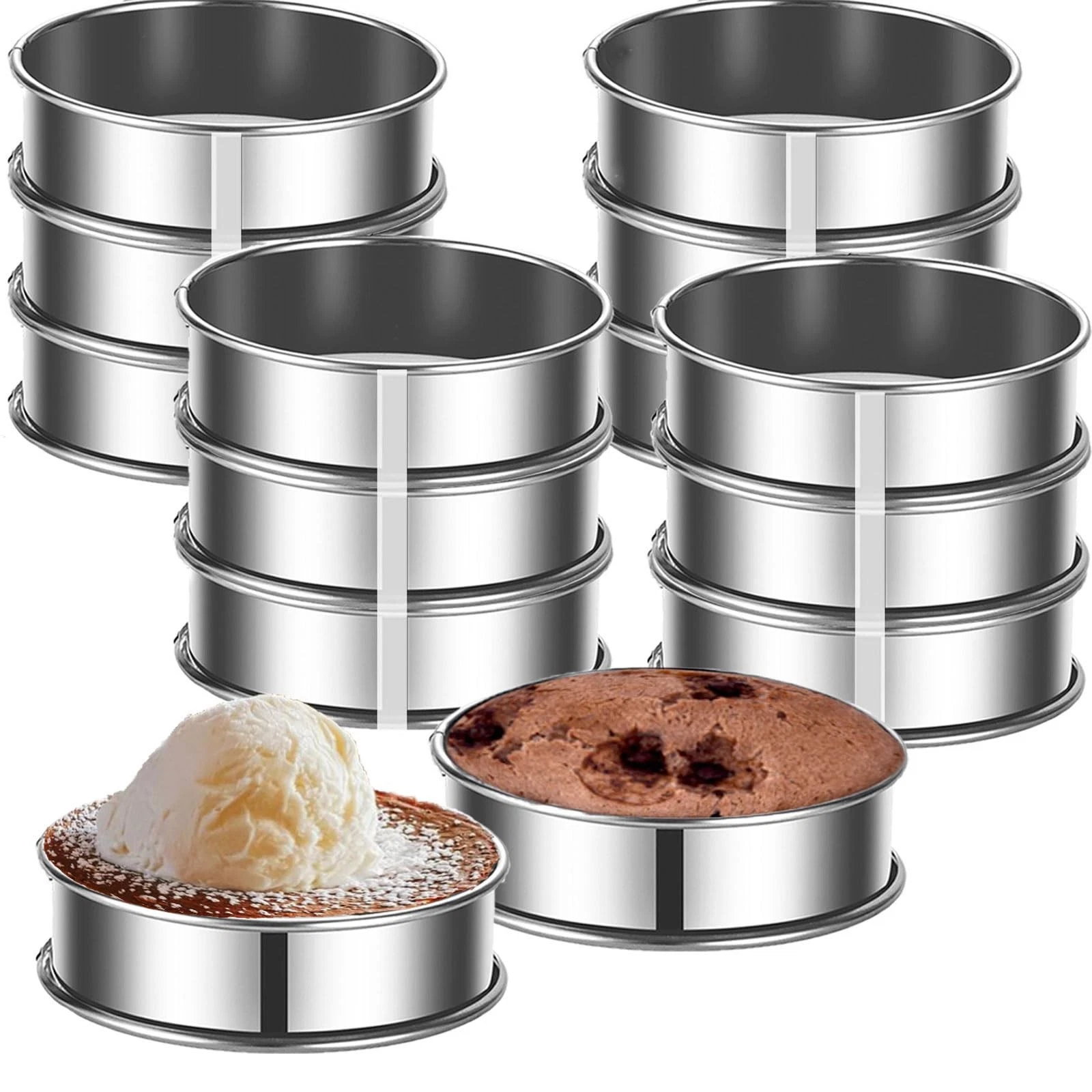 12packs Crumpet Rings 4 Inch English Muffin Rings Stainless Steel Double Roll...