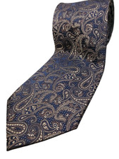 CROFT  BARROW Silk Poly Blend Men's Tie Navy Blue Brown Paisley Necktie NEW