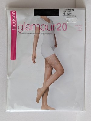 Hudson Glamour 20 Strümpfe halterlos hochglänzend große Gr. III = 41-42 Black