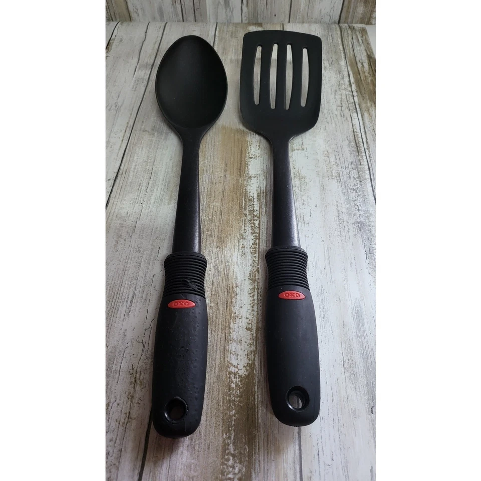 OXO Black Utensil Set Slotted Spatula Serving Spoon Kitchen Gadgets - Image 3 of 4