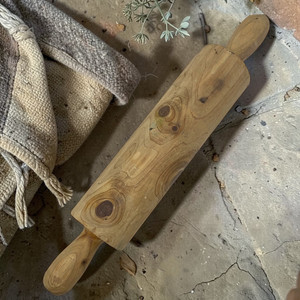 Vintage Solid Wood One Piece 15” Rolling Pin Rustic Farmhouse Kitchen Primitive
