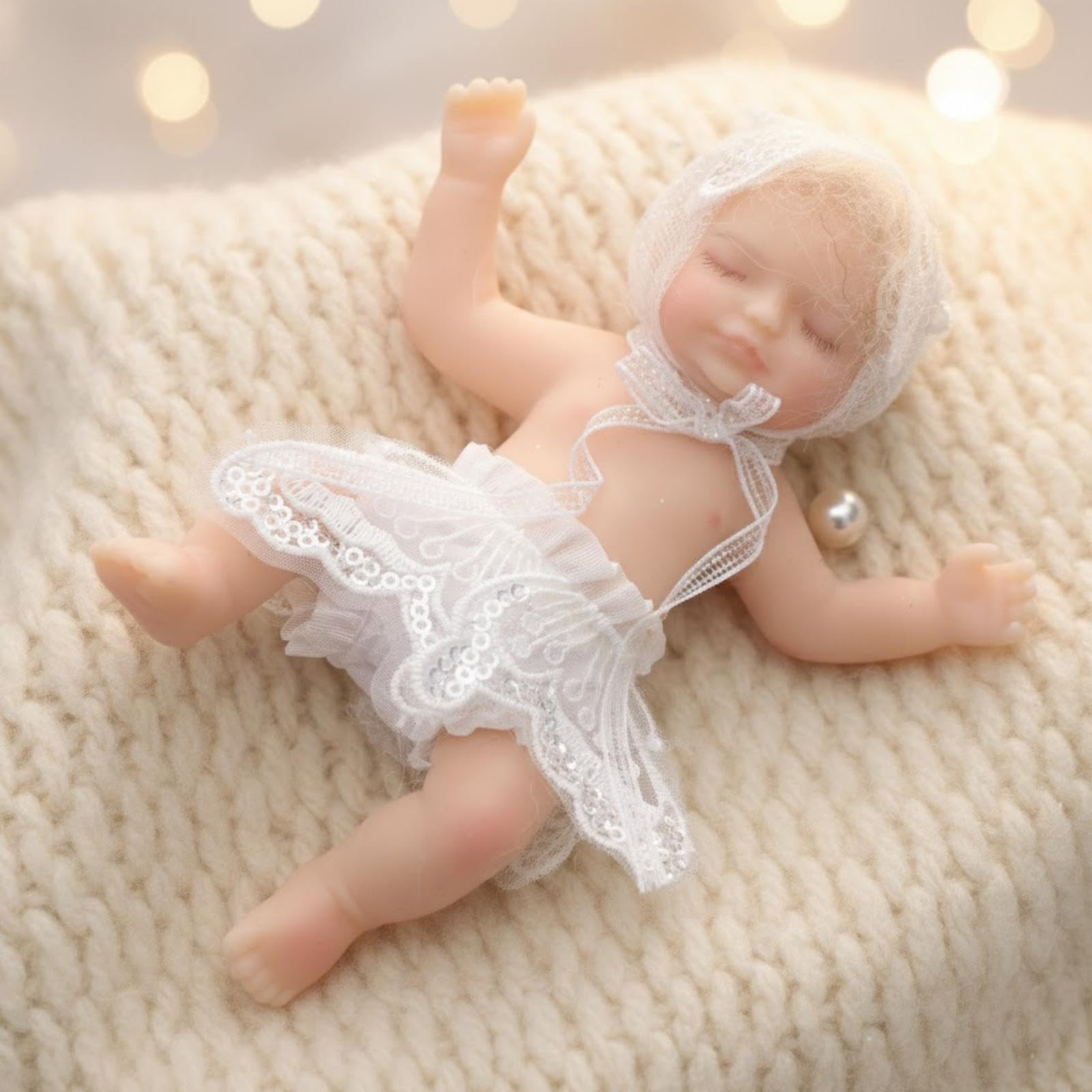 Cloveray 5inch Mini Platinum Silicone Reborn Baby Doll, Tiny Silicone Baby Do...