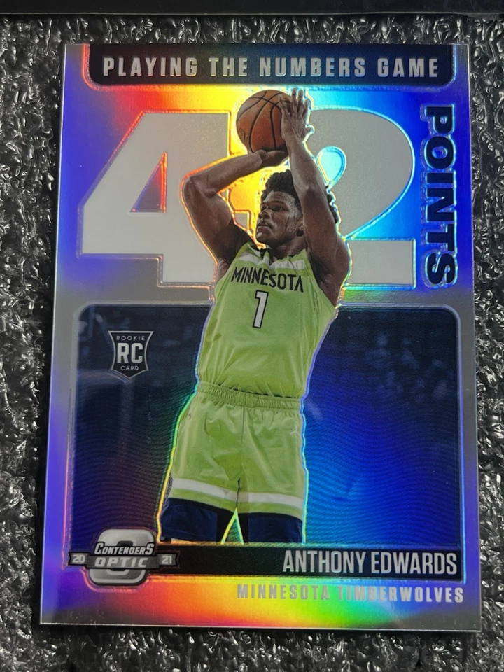 2020 Contenders Optic Anthony Edwards Rookie Silver Prizm Playing Numbers Game - Image 3 of 4
