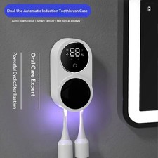 Smart Toothbrush Sanitizer Holder, UV Cleaner with LED Screen, Wall Mount
